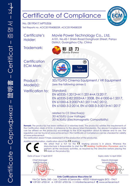 Chine Guangzhou Movie Power Electronic Technology Co.,Ltd. certifications