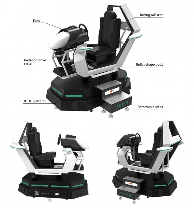 Machine dynamique de jeu de voiture de course de la voiture XD VR de simulateur du parc d'attractions 9D conduisant le simulateur 0