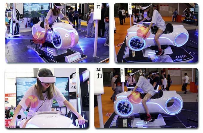 Moto blanche de la réalité virtuelle 9D de couleur emballant le simulateur pour des enfants et des adultes 1