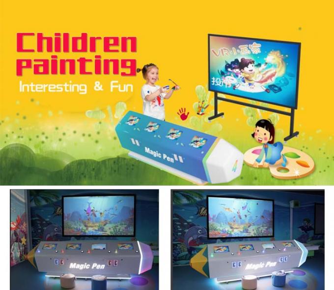 Dinosaure de peinture d'arbres de poissons de l'AR de mur de jeux interactifs de projection pour des enfants 0