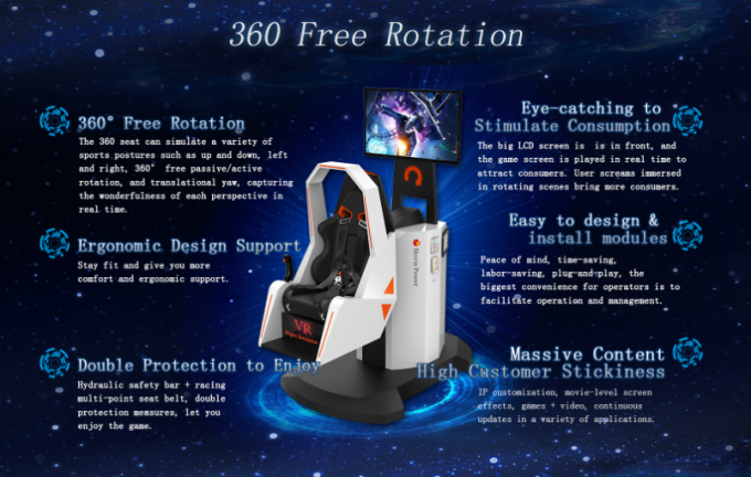 Matériaux de fibre de verre de chaise de simulateur de mouvement de Flight Simulator des montagnes russes 360/9d Vr 1