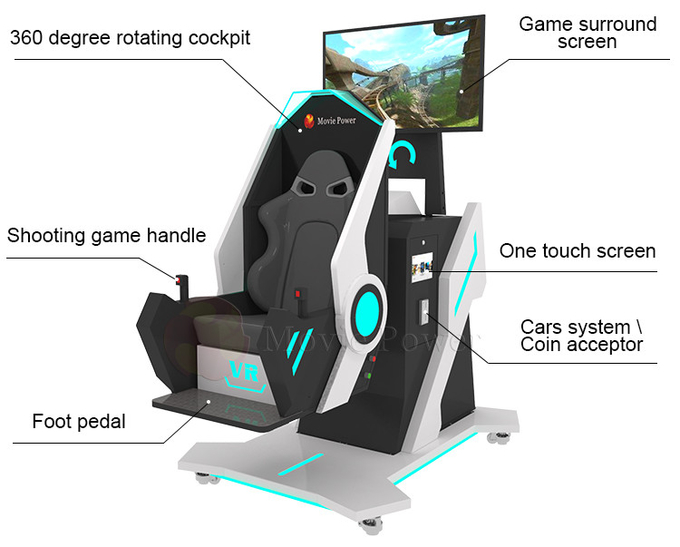 machine tournante de jeu de Flight Simulator de chaise de Vr des montagnes russes 360 de réalité virtuelle de cinéma de 3D 9D VR 3