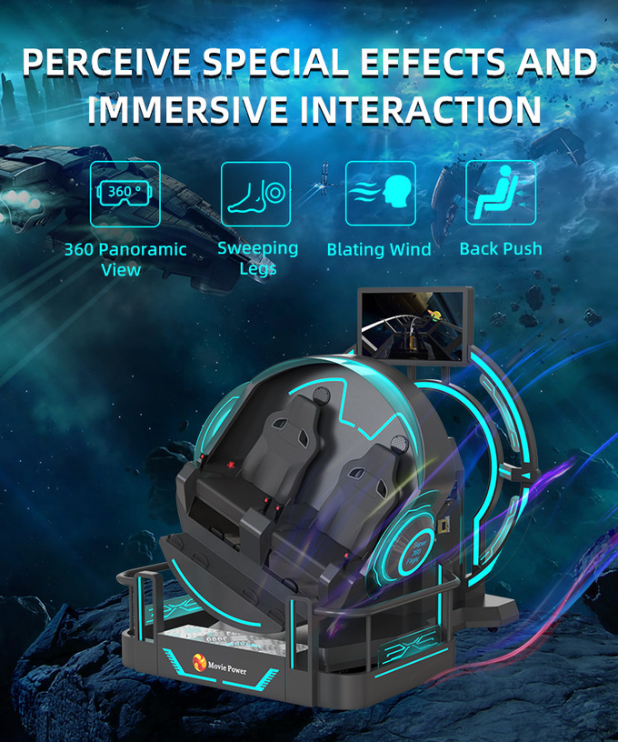 Contrôle intelligent VR 360 cinéma volant 2 sièges 9D VR simulateur de montagnes russes 2