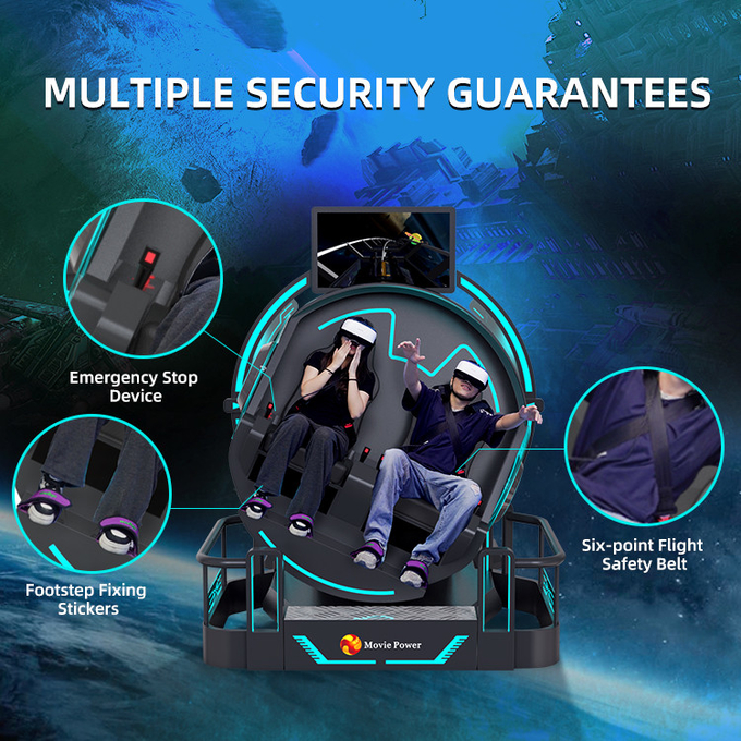 Contrôle intelligent VR 360 cinéma volant 2 sièges 9D VR simulateur de montagnes russes 4