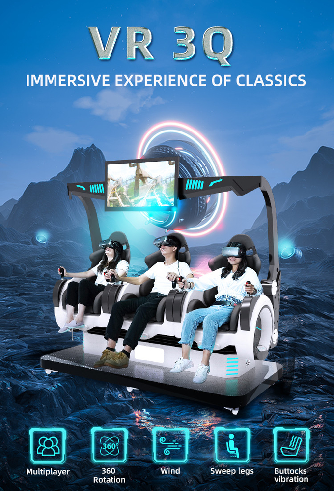 Simulateur de réalité virtuelle à 3 sièges Machine à jeux 5D à fonctionnement de pièce Chaises de cinéma 9D 0