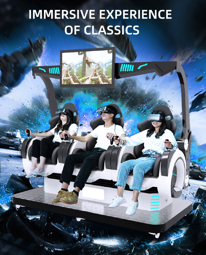 Simulateur de réalité virtuelle à 3 sièges Machine à jeux 5D à fonctionnement de pièce Chaises de cinéma 9D 2
