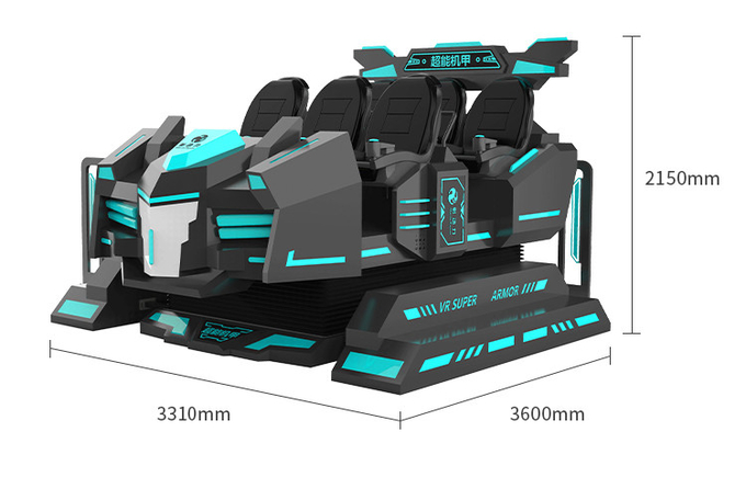 6 sièges Coaster à roulettes Simulateur de réalité virtuelle 3D VR Chaise de mouvement Pour parc d'attractions 7