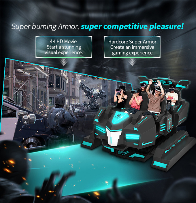 6 sièges Coaster à roulettes Simulateur de réalité virtuelle 3D VR Chaise de mouvement Pour parc d'attractions 4