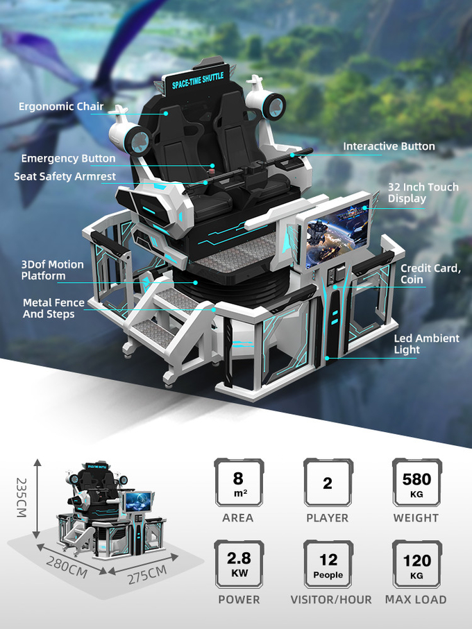 chaise 2 Seater de Vr de montagnes russes de machine de jeu de Vr de simulateur de réalité virtuelle de 4d 8d 9d 1