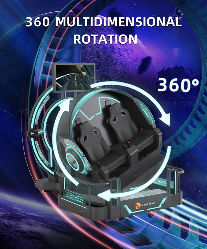 2 sièges 9d montagnes russes machines 360 rotation vr cinéma 360 degrés simulateur de chaises volantes 3
