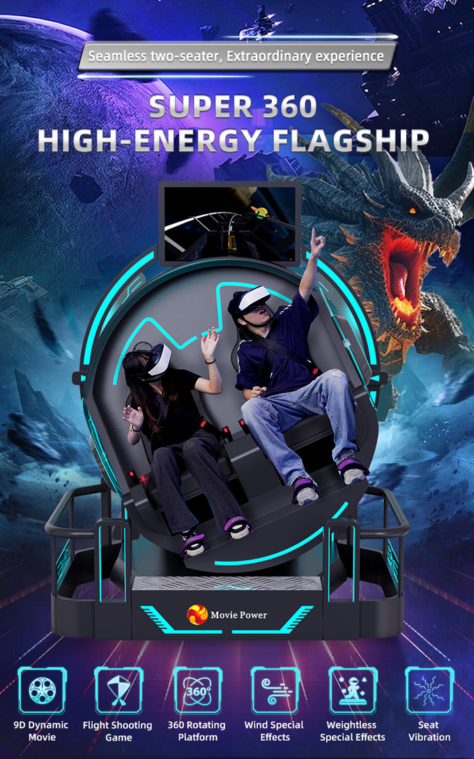 Parc d'attractions 9D VR Simulateur 2 sièges Jeux VR à fonctionnement à la pièce Théâtre volant AR MR Entertainment 0
