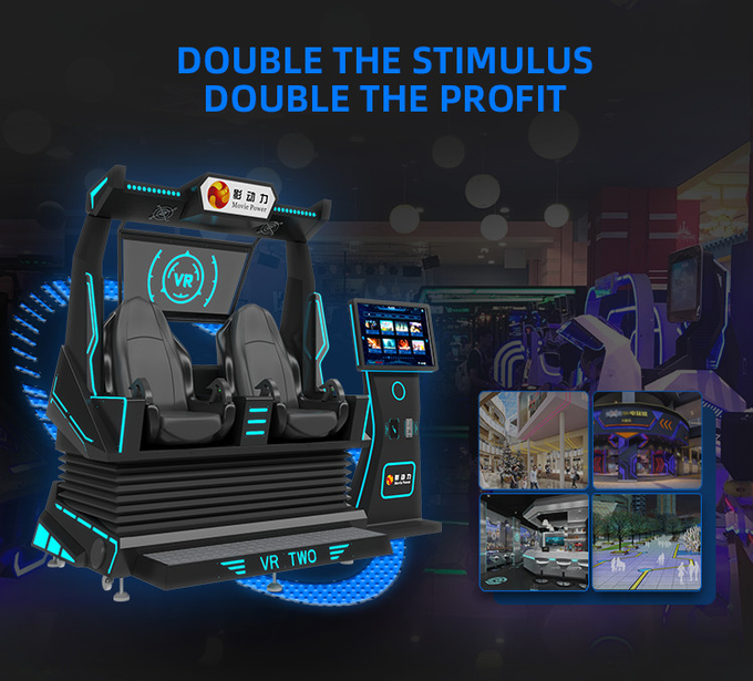 5.0KW 9d VR Cinéma 2 sièges Coaster VR Chaise Arcade 4d 8d Simulateur de réalité virtuelle avec prise de vue 2