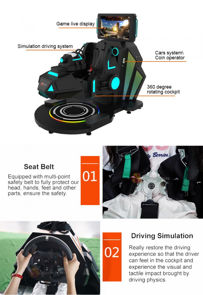 Jeu électrique de courses d'automobiles de simulateur du cinéma frais 9D VR de la conception 9D VR 1