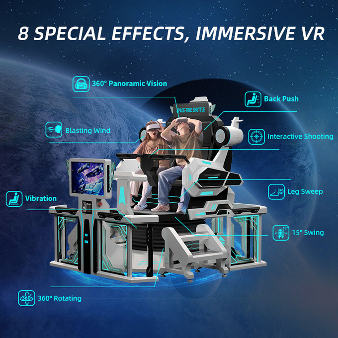 Sécurité 9d VR Cinéma 2 sièges Vr Coaster simulateur de chaise 360 Motion Ride 4