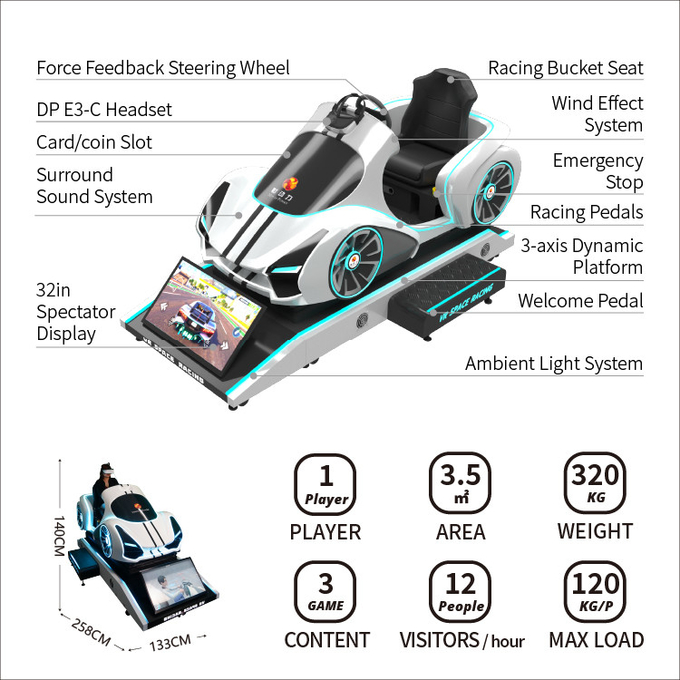 Jeu de course de voitures de simulateur de voiture VR Machine 9d Réalité virtuelle Simulateur de conduite Équipement de pièce de monnaie Jeux d'arcade 4