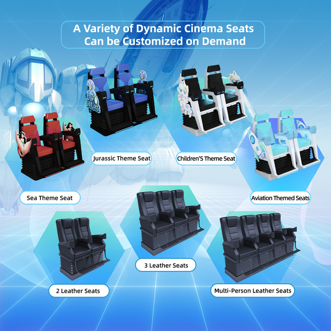 Chaise de simulateur de cinéma 7D 4D 5D personnalisée avec 6 Dof Plateforme électrique 5