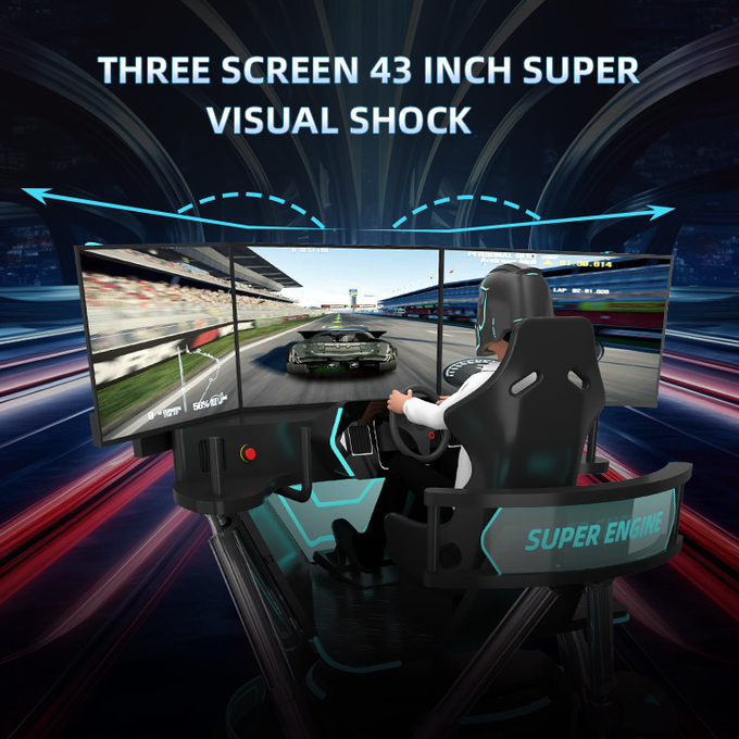 Simulateur de course hydraulique 6dof Motion Simulateur de course de voiture Arcade Machine de jeu Simulateur de conduite de voiture avec 3 écrans 5