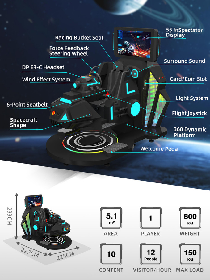 VR interactif Tir à 360 degrés Vol VR Simulateur de course Cockpit Star Warship 1