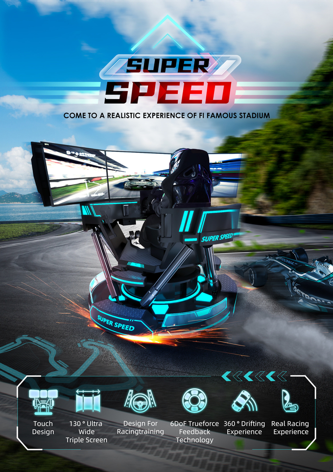 Prix de gros VR emballant l'équipement superbe commercial de jeu de voiture de vitesse du simulateur 9D VR 3