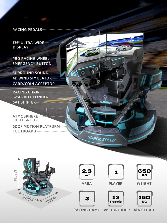 Prix de gros VR emballant l'équipement superbe commercial de jeu de voiture de vitesse du simulateur 9D VR 4