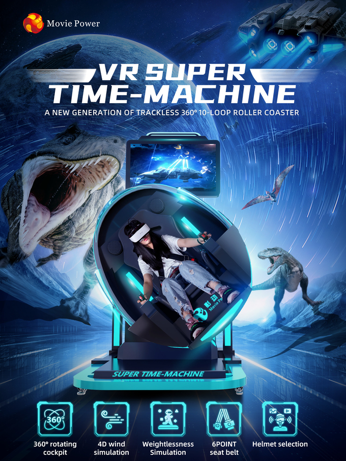 Machine superbe commerciale de jeu de mouche de Time Machine du simulateur 9D VR de réalité virtuelle de poussoir de pièce de monnaie 3