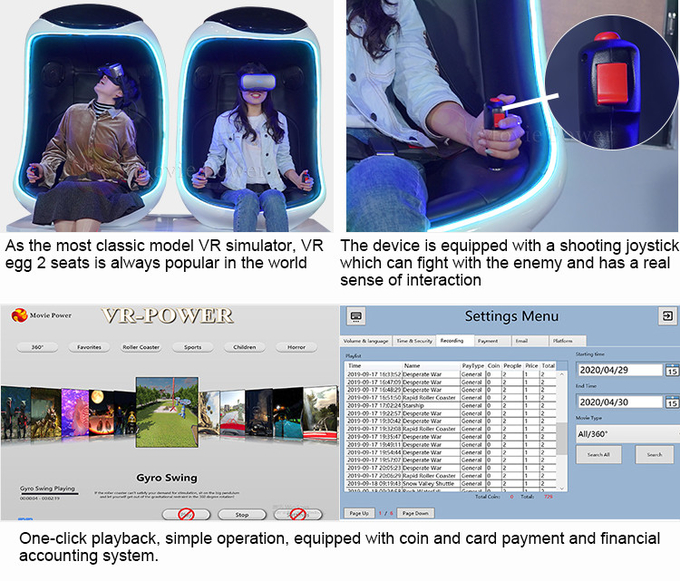 Parc d'attractions Vr 9D Simulateur de mouvement Jeu interactif 9D Réalité virtuelle Egg Cinema 4