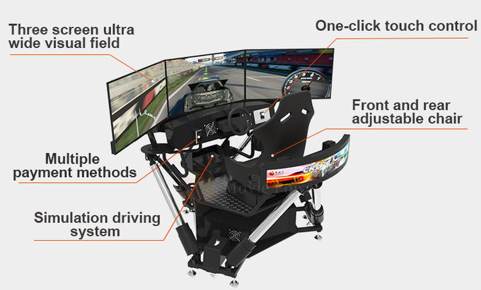 Simulateur de conduite portable à 3 écrans 6 DOF Cars de course Arcade Dynamic Motion Drive Equipement 3